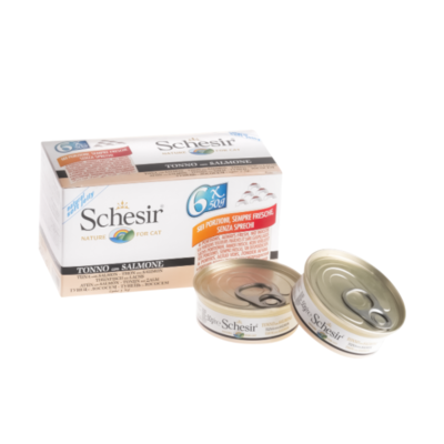 شيزر معلبات طعام رطب للقطط تونة مع السلمون 6 قطع×50غ